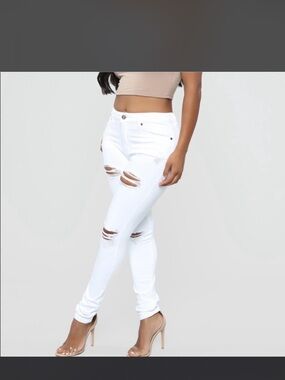 Fashion Nova High Rise White Jeans